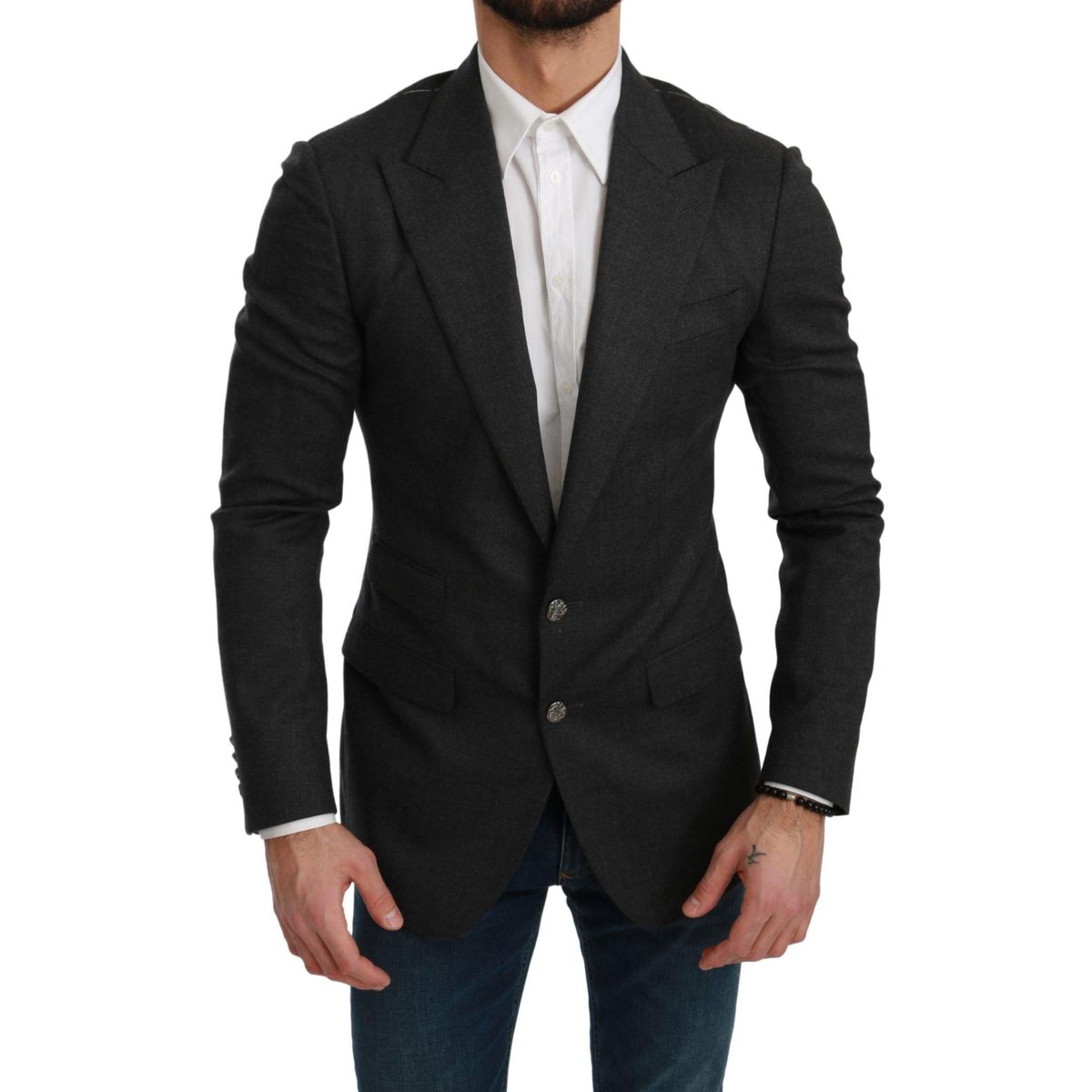 Dolce & Gabbana Elegant Gray Slim Fit Formal Blazer