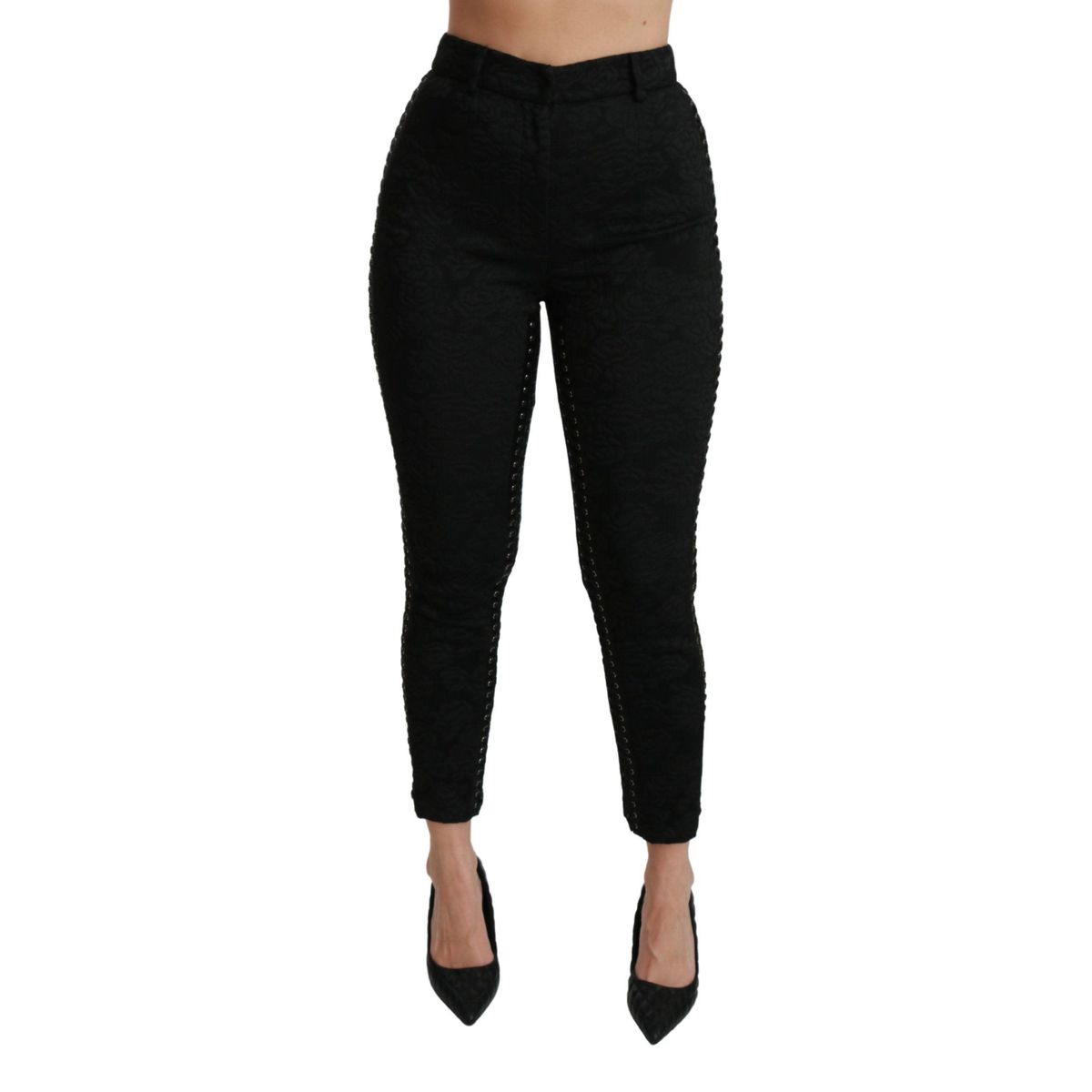 Dolce & Gabbana Elegant High Waist Skinny Black Brocade Pants