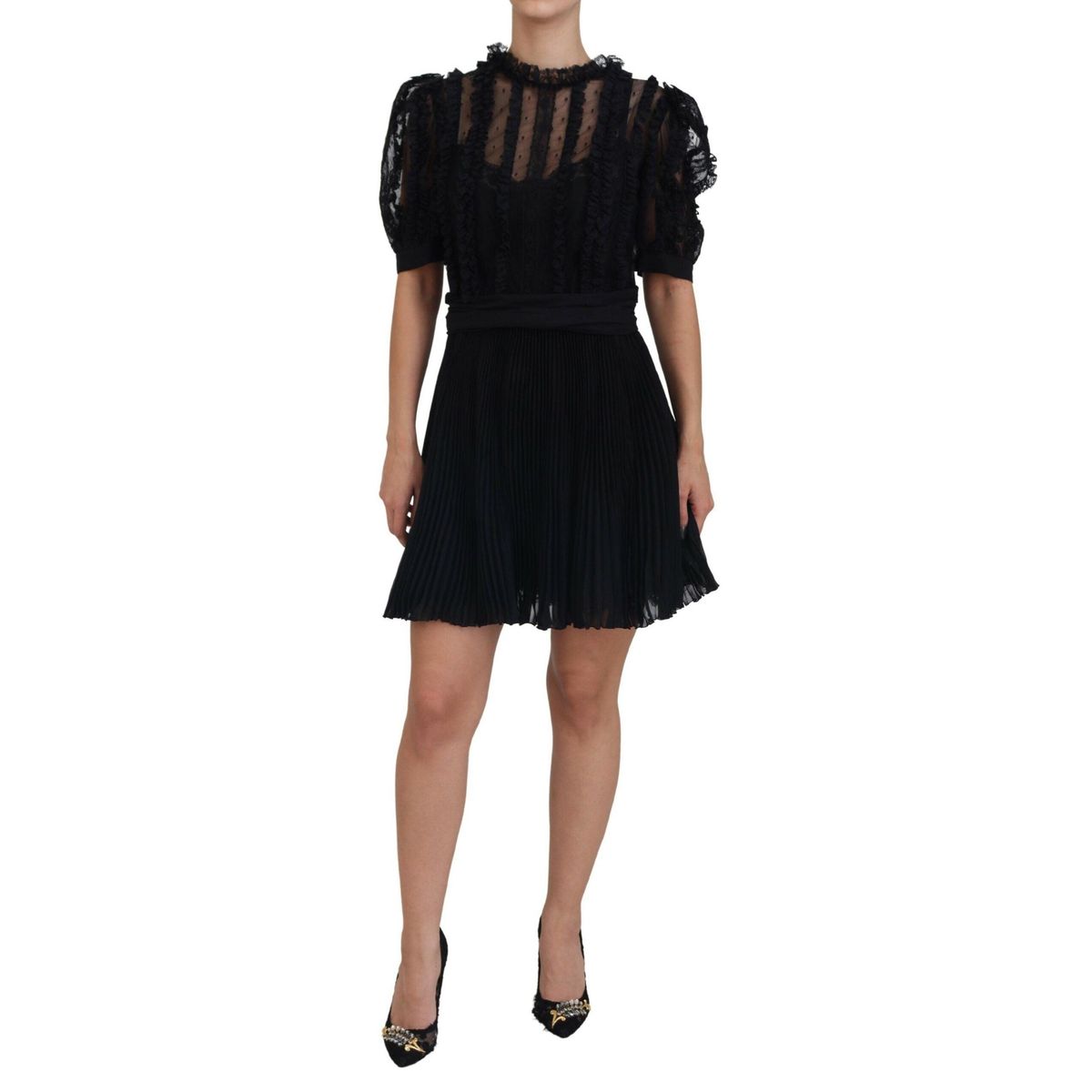 Dolce & Gabbana Elegant Lace Detailed A-Line Mini Dress