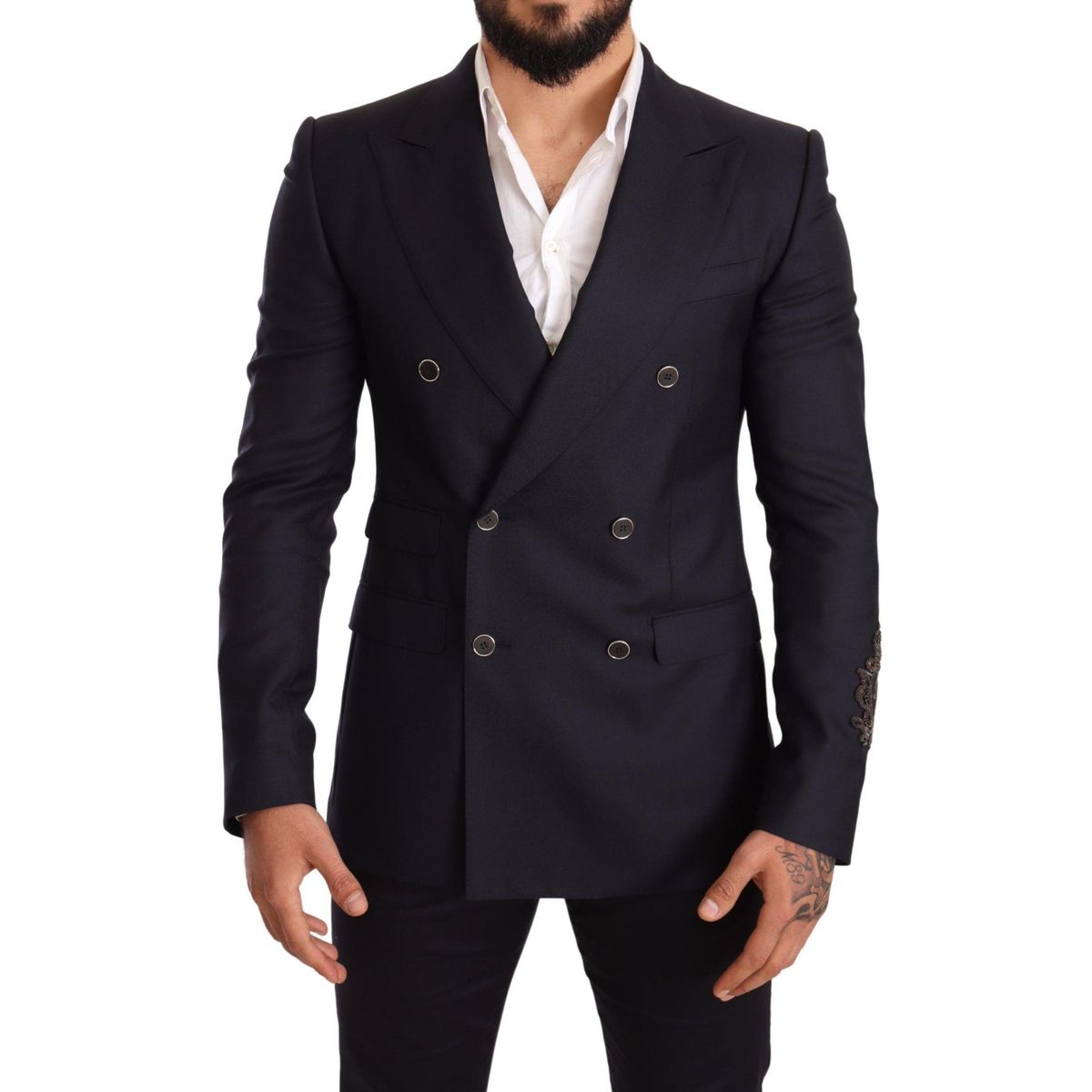 Dolce & Gabbana Elegant Navy Cashmere Silk Blend Blazer