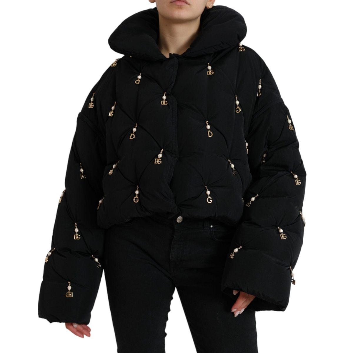 Dolce & Gabbana Elegant Quilted Jacket with Pearl Embellishment