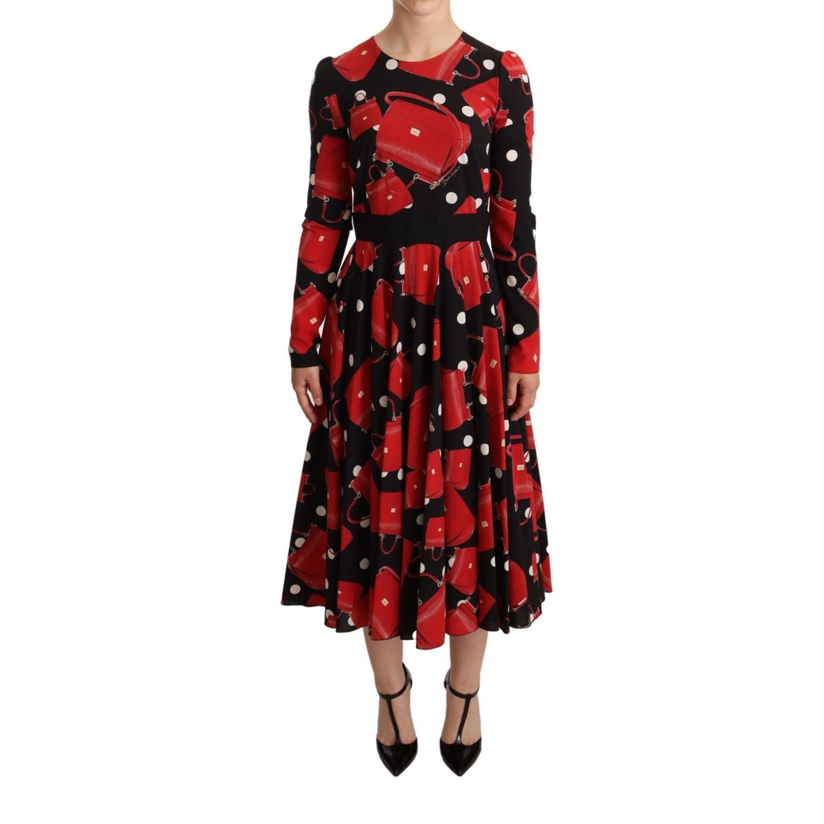 Dolce & Gabbana Elegant Sicily Print Flared Midi Dress