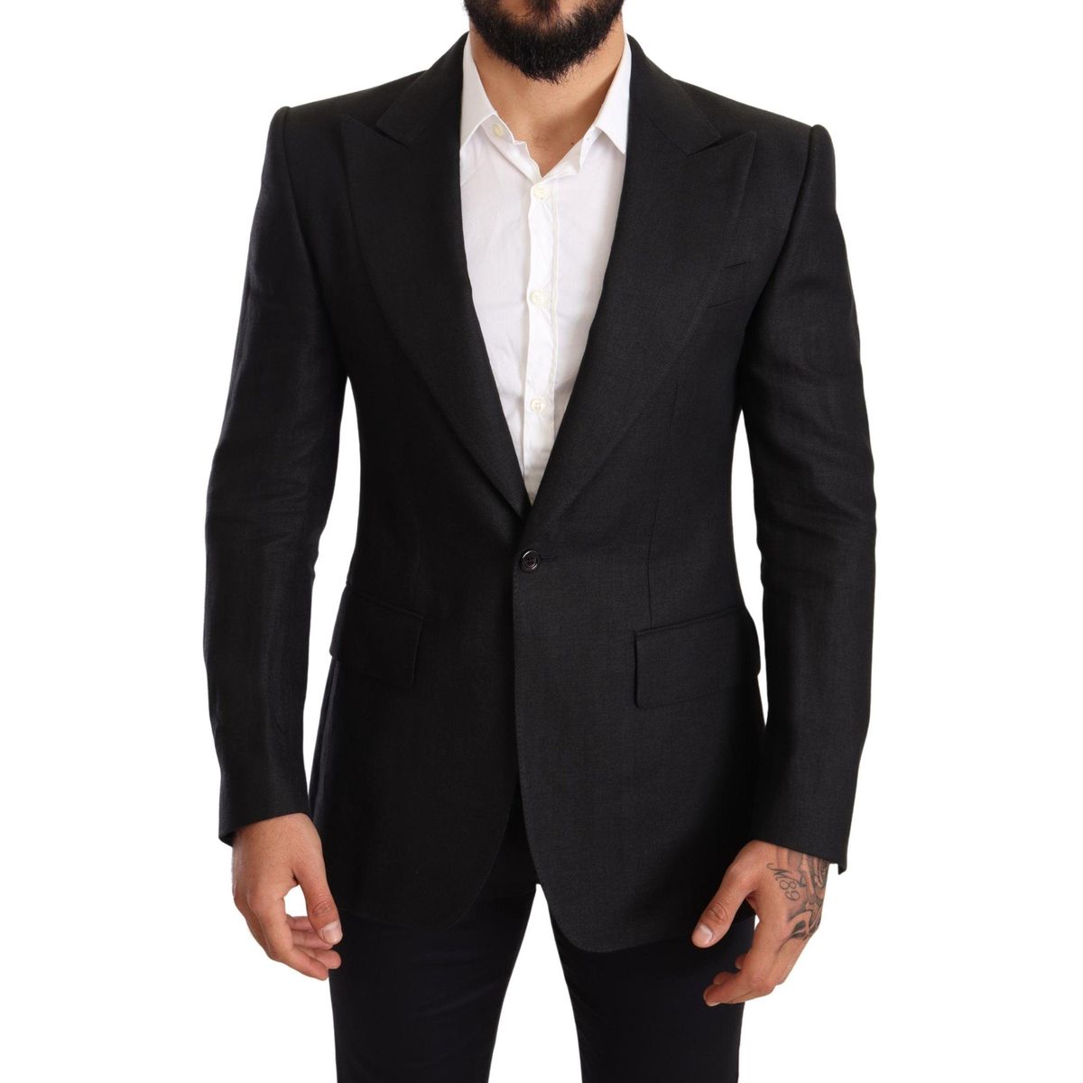 Dolce & Gabbana Elegant Slim Fit Black Linen Blazer