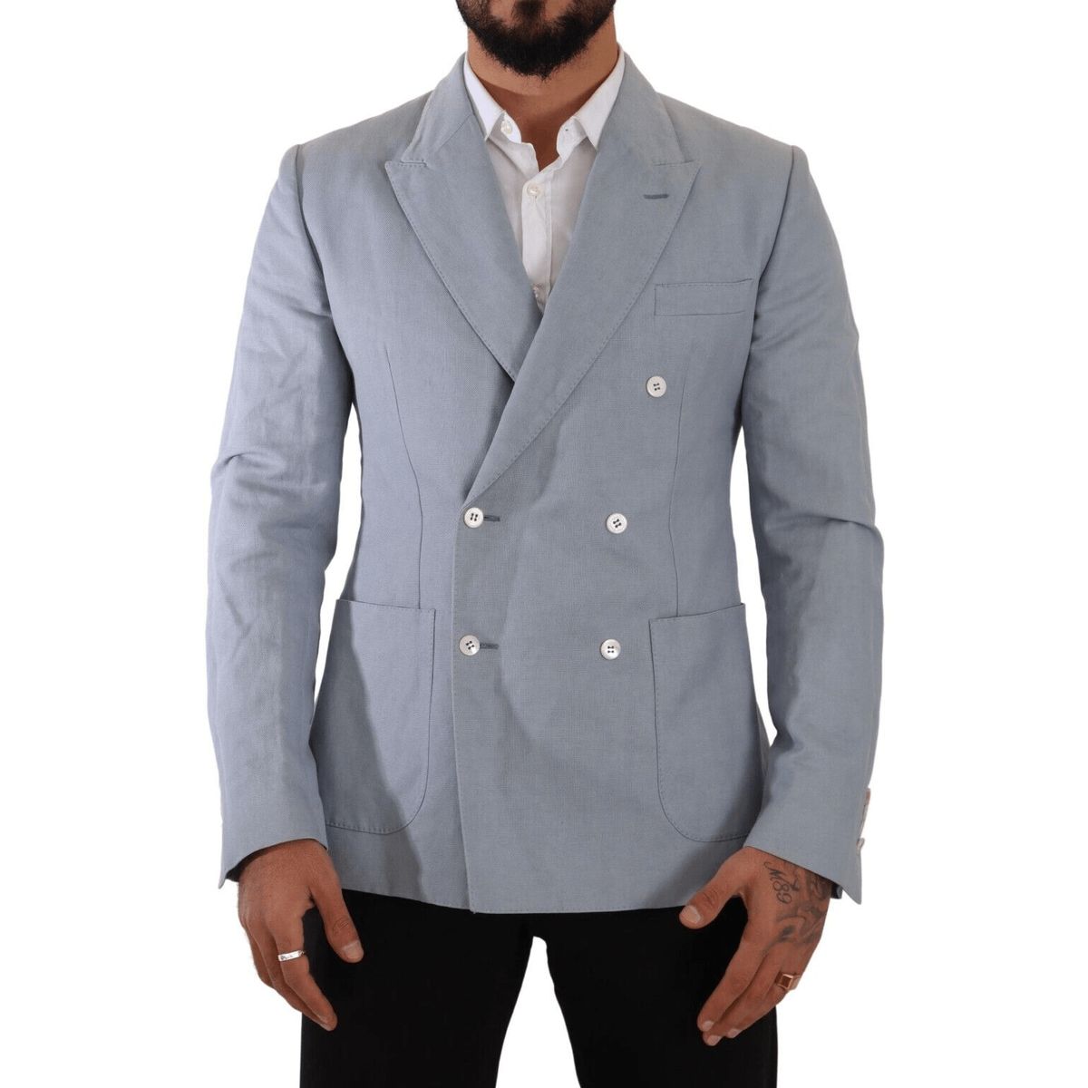 Dolce & Gabbana Elegant Slim Fit Light Blue Double Breasted Blazer