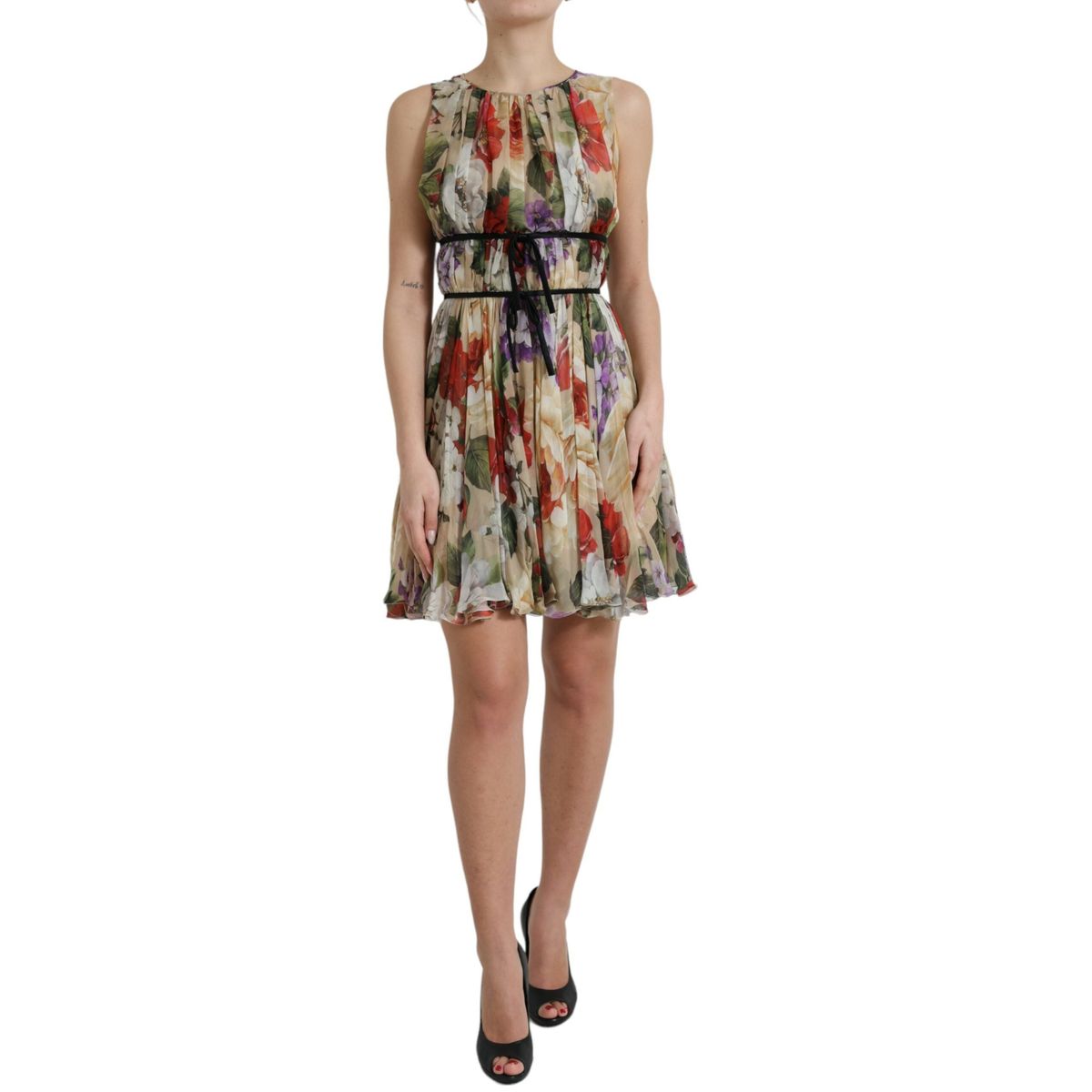 Dolce & Gabbana Floral Elegance Silk Chiffon Mini Dress