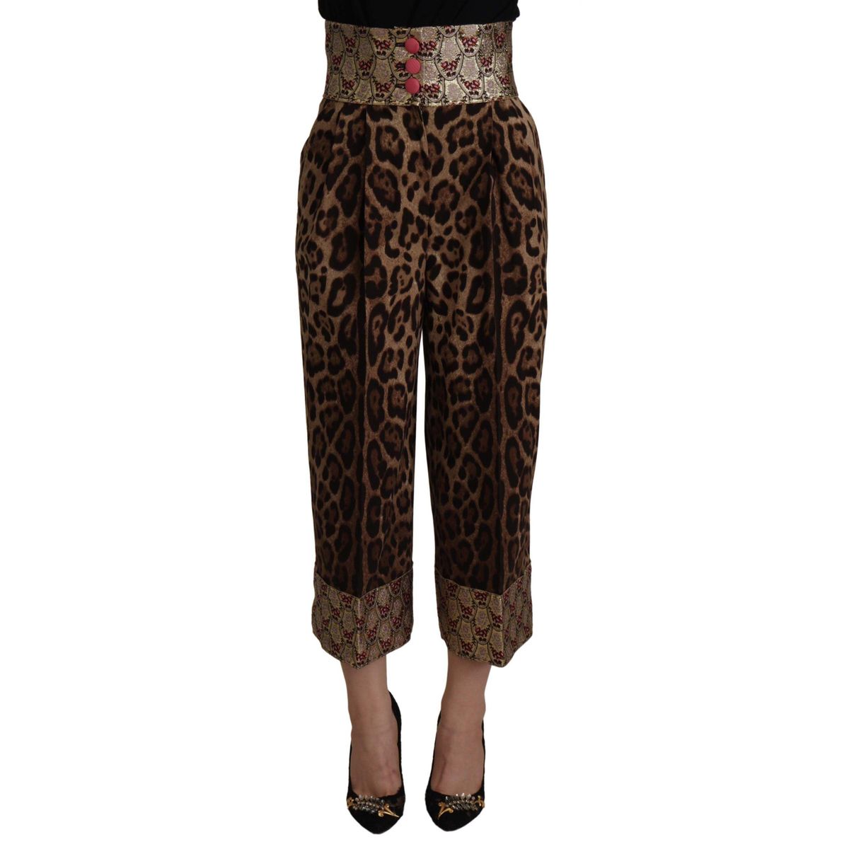 Dolce & Gabbana High Waist Cropped Leopard Jacquard Pants