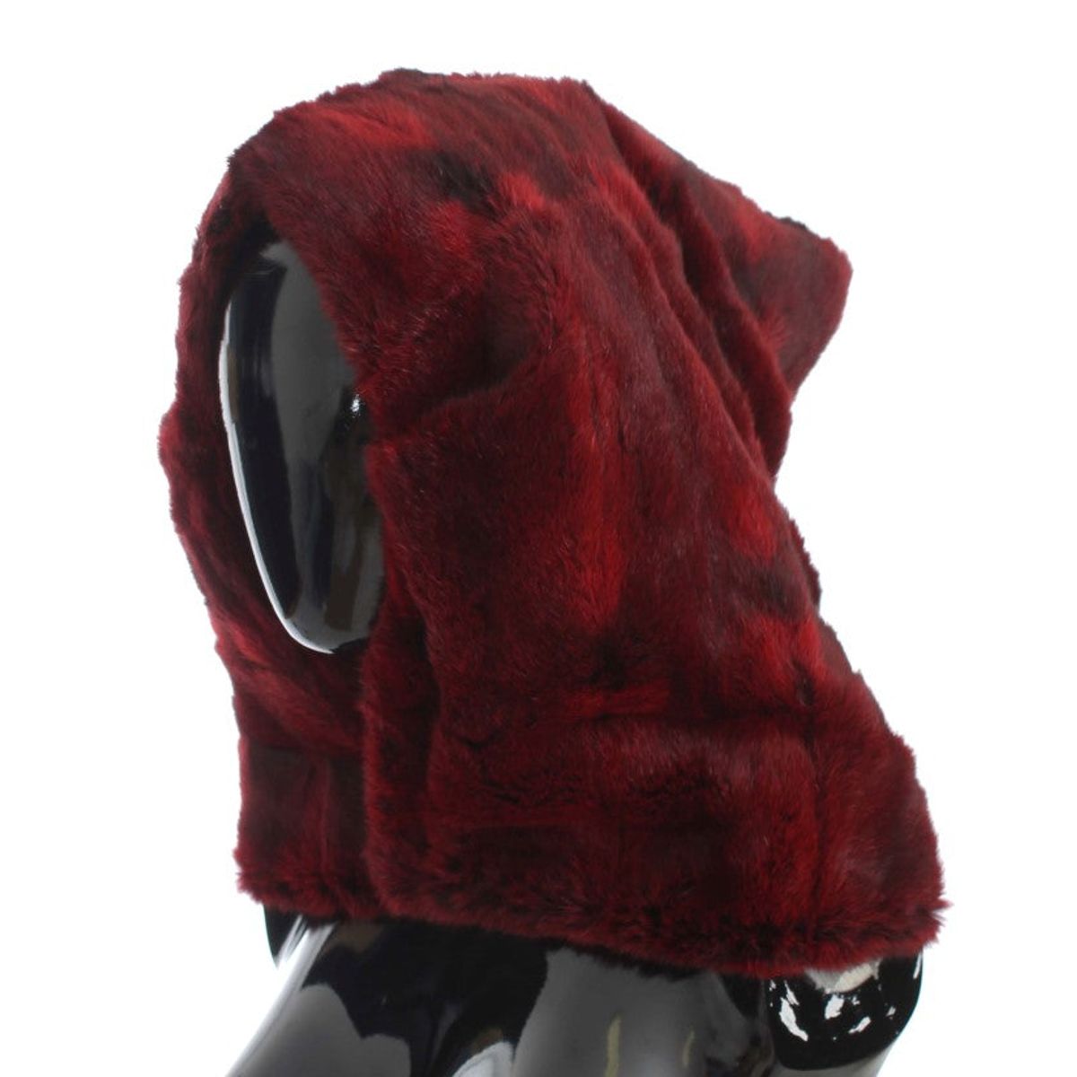 Dolce & Gabbana Luxurious Bordeaux Fur Hooded Scarf Wrap