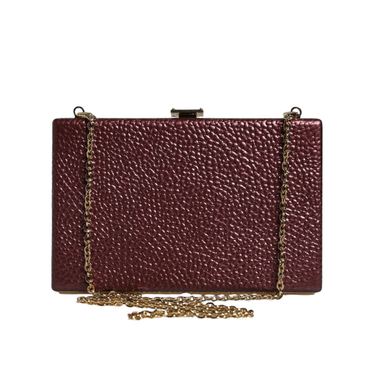 Dolce & Gabbana Maroon Leather Clutch Evening Crossbody Bag