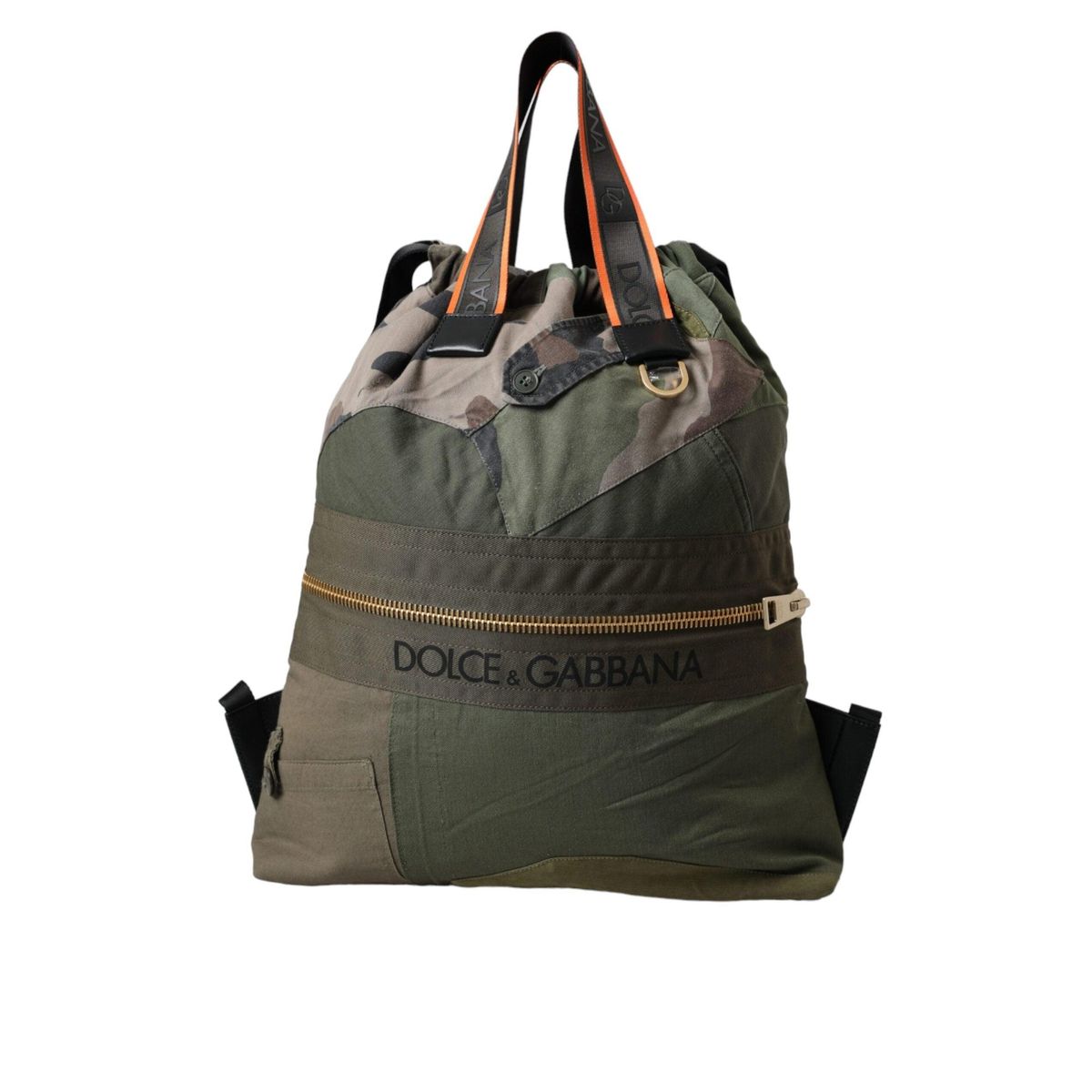 Dolce & Gabbana Military Green Patchwork Rucksack Backpack Bag