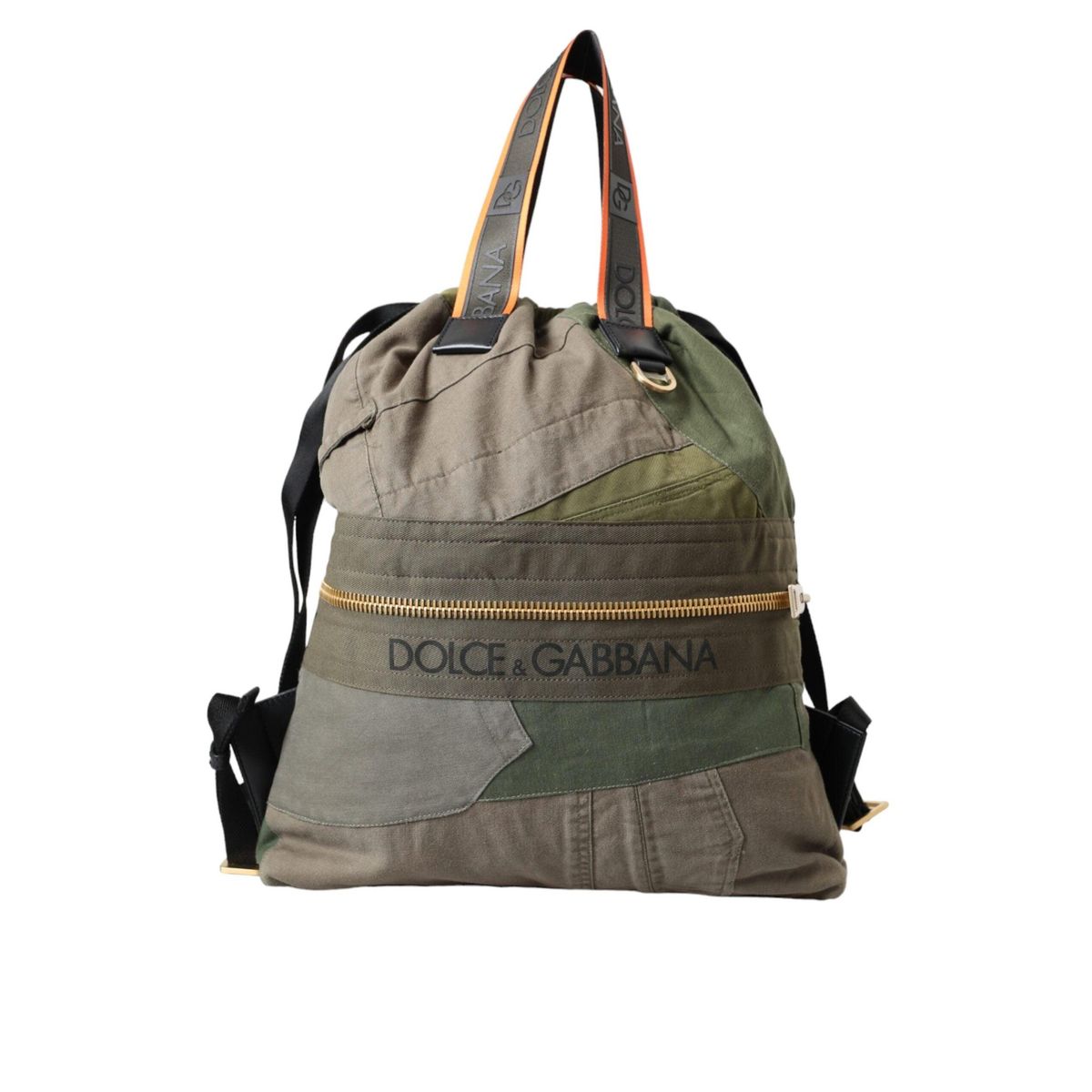 Dolce & Gabbana Military Green Patchwork Rucksack Backpack Bag