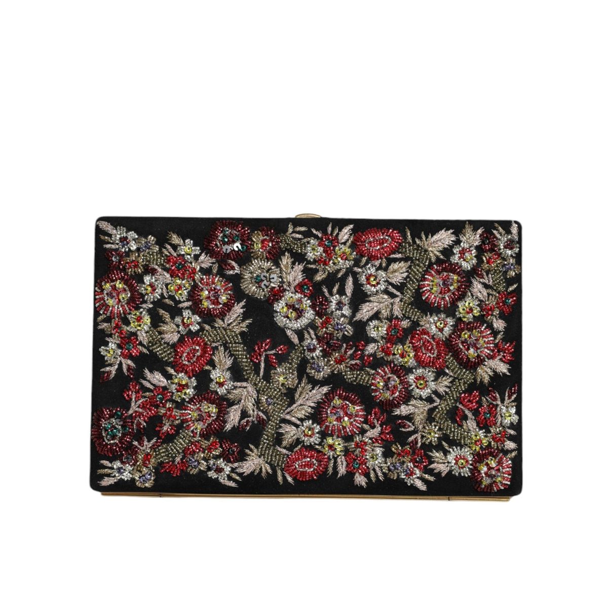 Dolce & Gabbana Multicolor Floral Gold Frame Clutch Evening Purse Bag