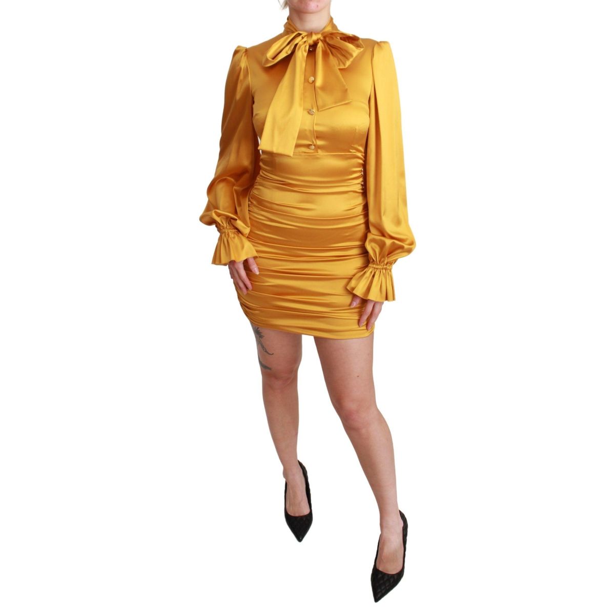 Dolce & Gabbana Radiant Yellow Silk Bodycon Mini Dress