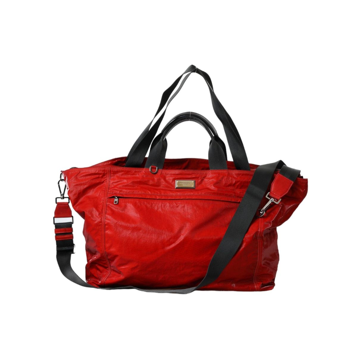 Dolce & Gabbana Red Nylon Calfskin Hand Shoulder Duffel Bag