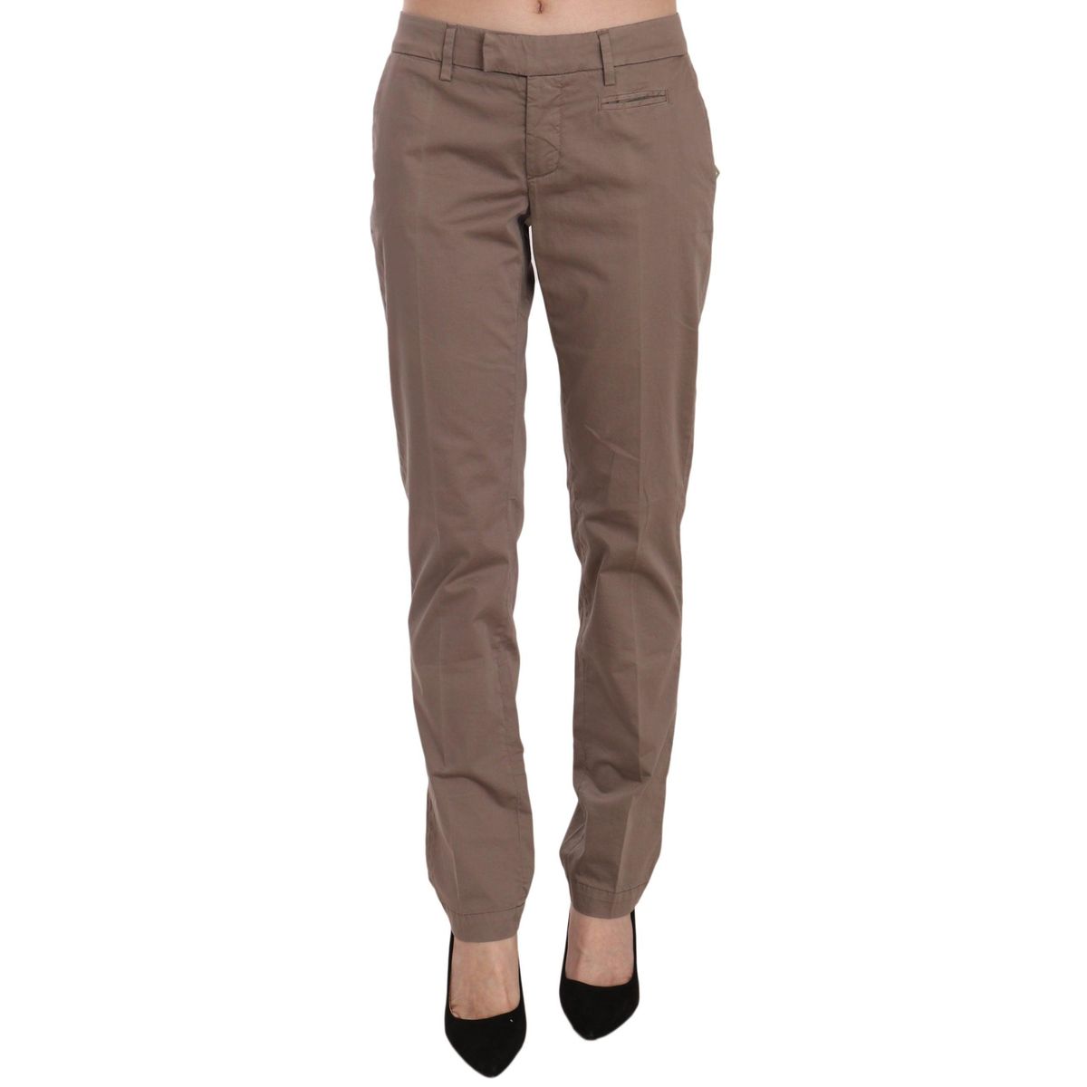 Dondup Chic Brown Straight Cut Trousers