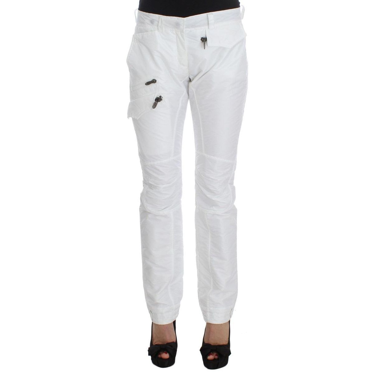 Ermanno Scervino Chic White Nylon Cargo Pants by Italian Designer