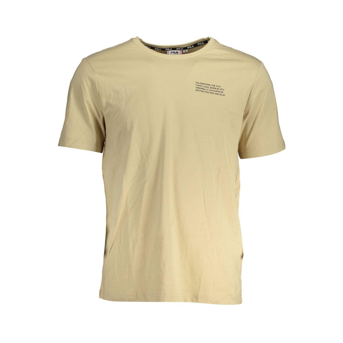 Fila Beige Round Neck Cotton Tee with Logo Print