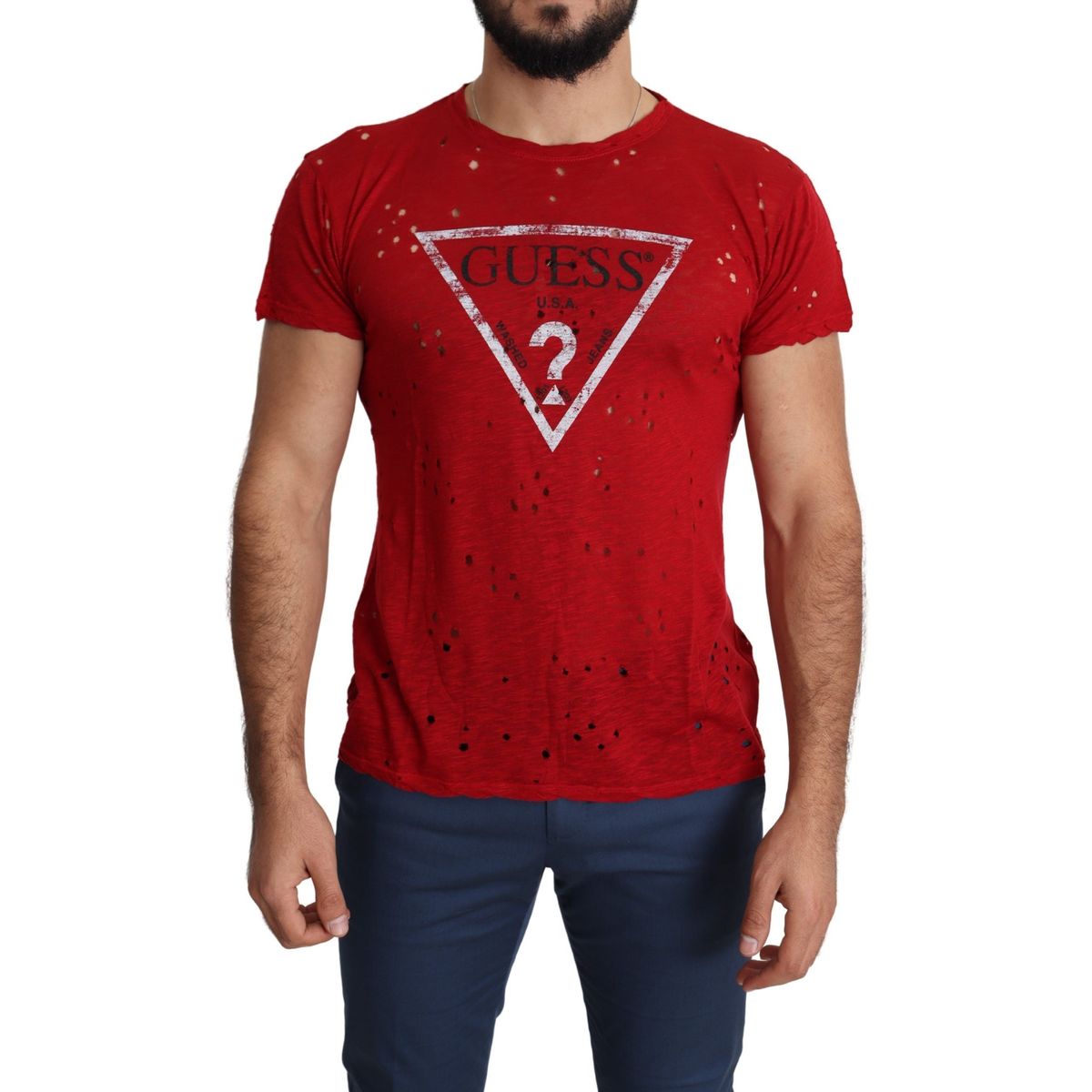 Guess Radiant Red Cotton Stretch T-Shirt