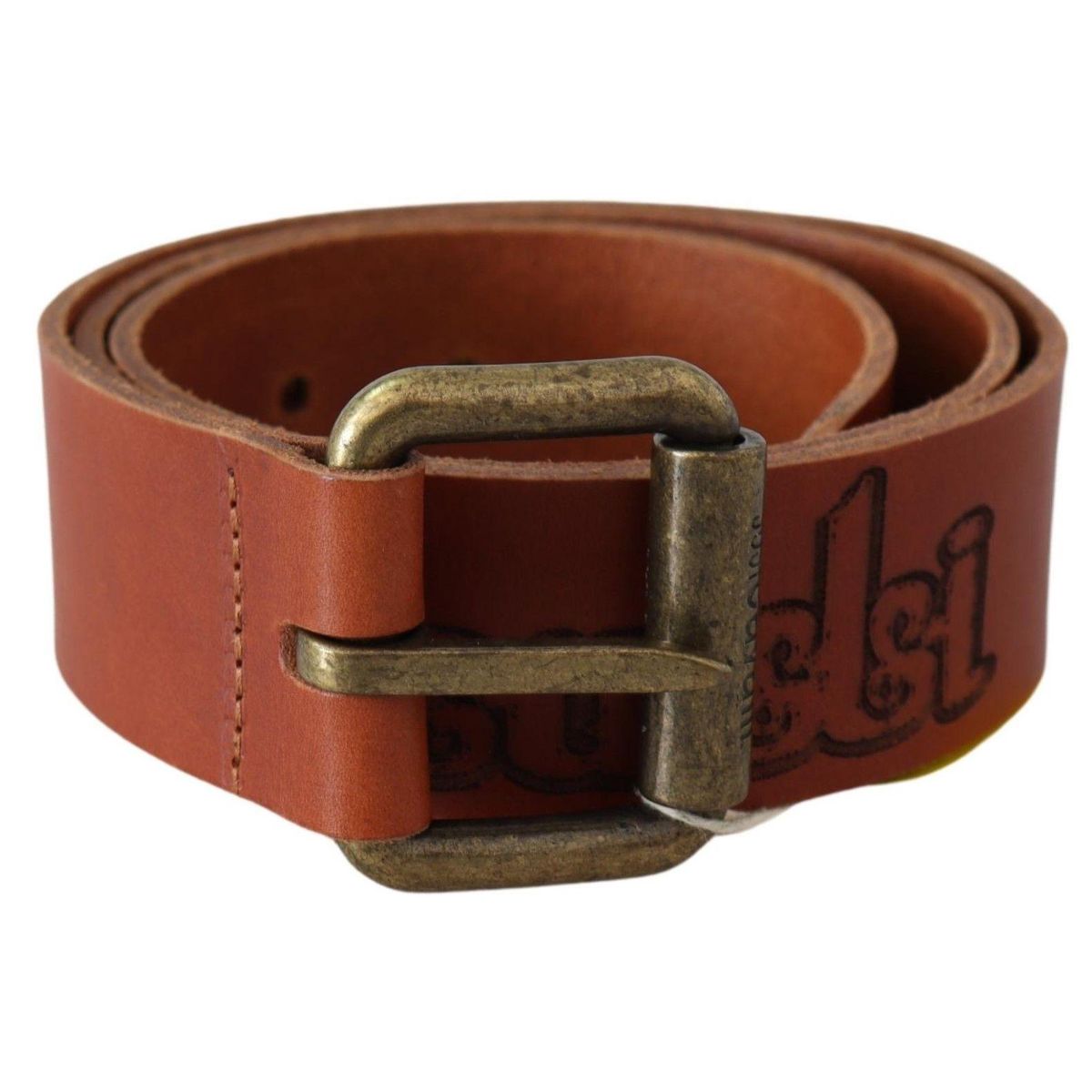 Just Cavalli Chic Brown Leather Logo Waist Belt