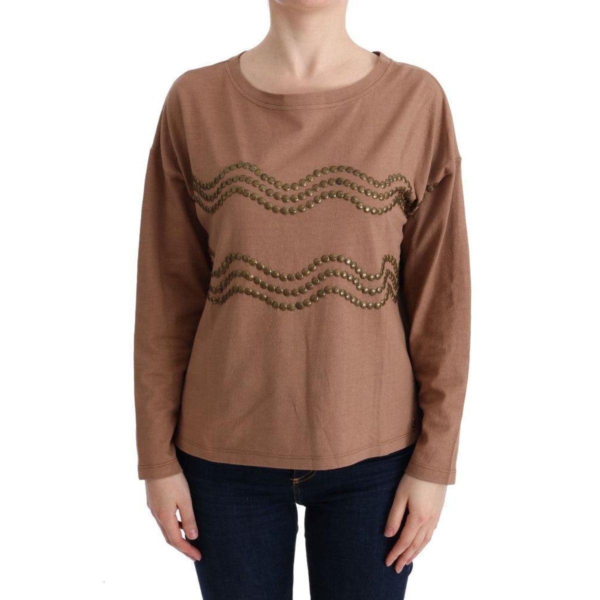 John Galliano Chic Brown Crewneck Cotton Sweater