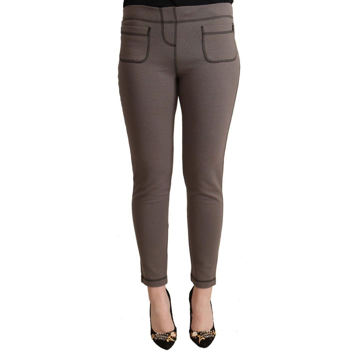 John Galliano Chic Gray Mid Waist Skinny Pants for Sophisticated Style