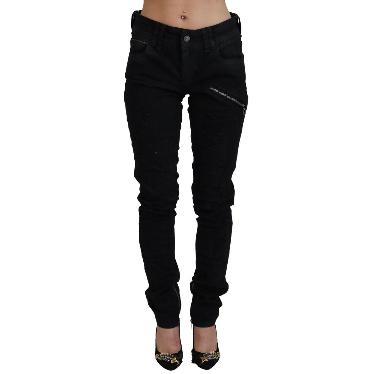 John Galliano Chic Mid Waist Flared Black Jeans