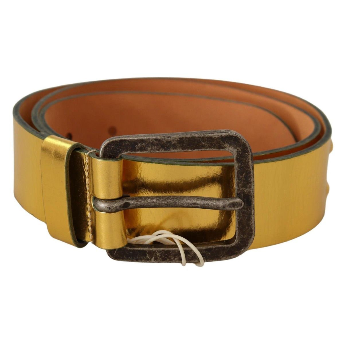 John Galliano Elegant Gold Genuine Leather Herre Belt