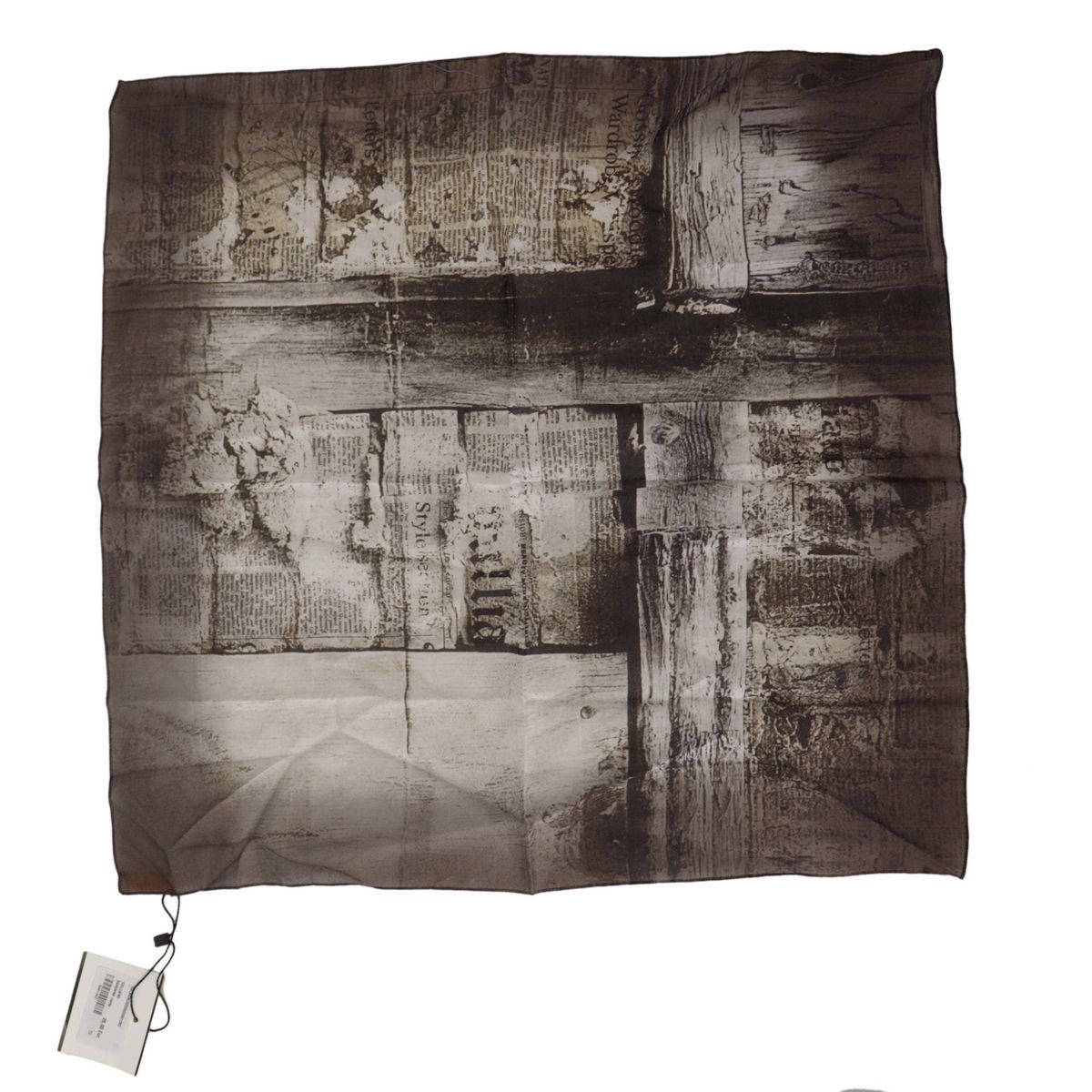 John Galliano Elegant Newspaper Print Cotton Scarf