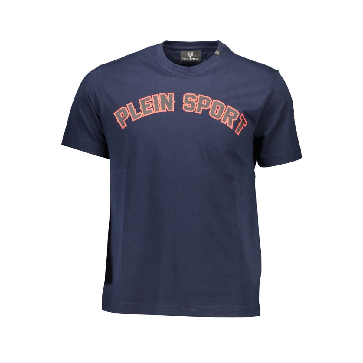 Plein Sport Sleek Blue Crew Neck Tee with Contrasting Prints