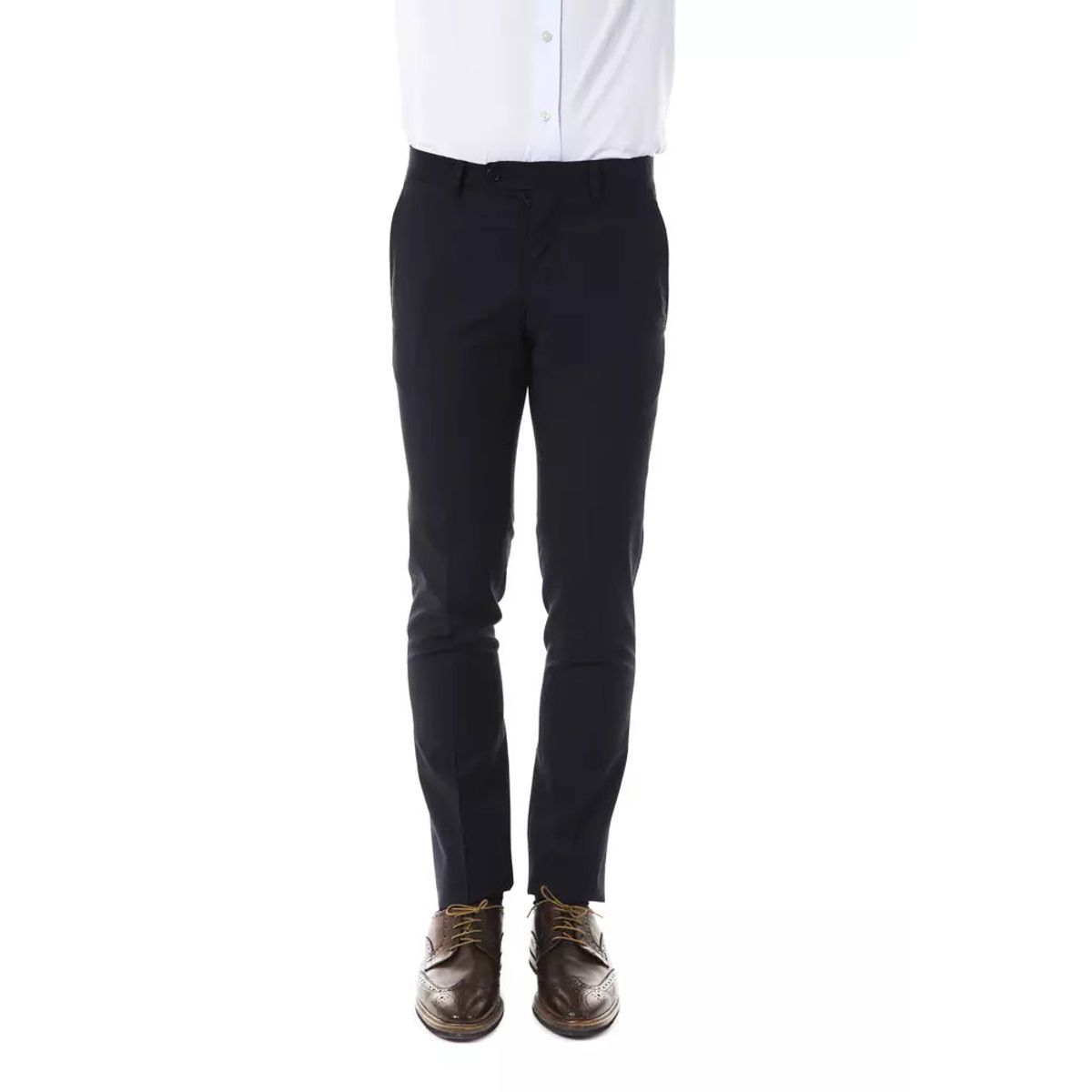 Uominitaliani Elegant Gray Woolen Suit Pants