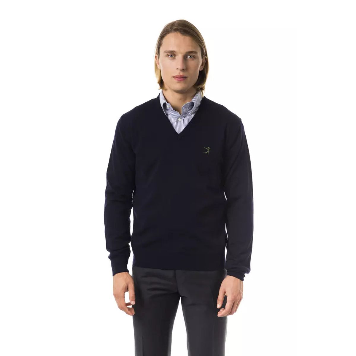 Uominitaliani Elegant V-Neck Merino Wool Sweater