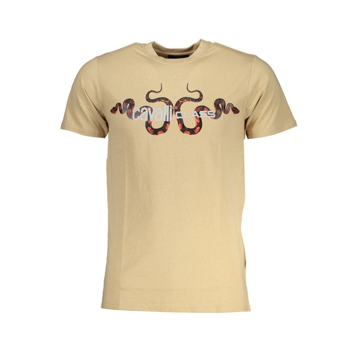 Cavalli Class Beige Cotton T-Shirt