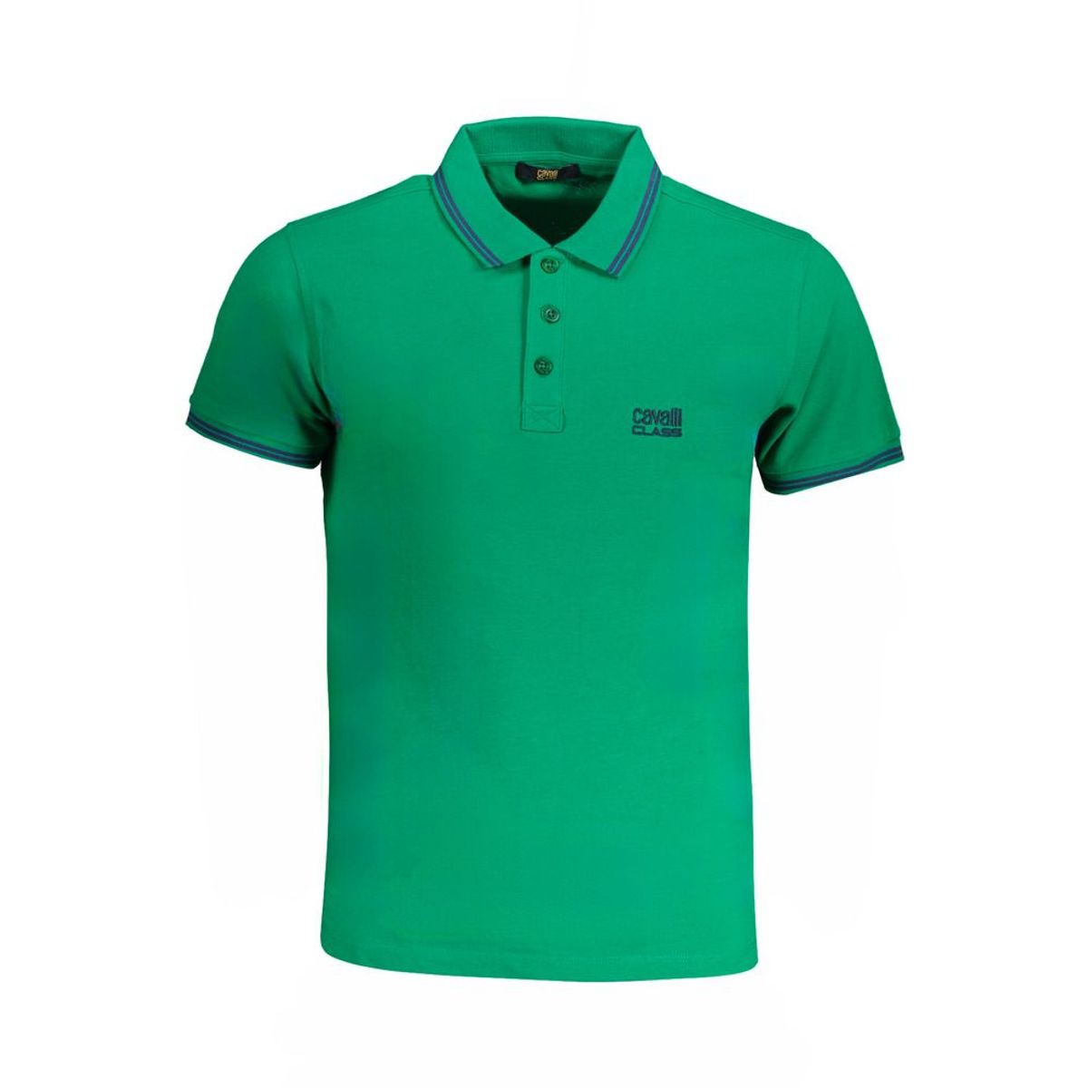 Cavalli Class Green Cotton Polo Shirt