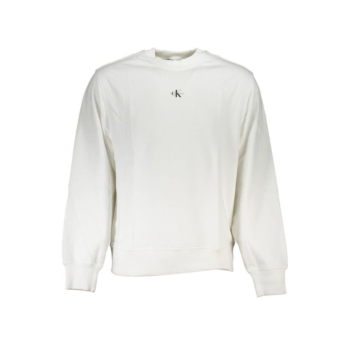 Calvin Klein Sleek White Cotton Sweatshirt with Logo Print