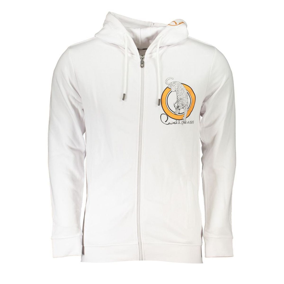 Cavalli Class White Cotton Mens Hooded Sweater