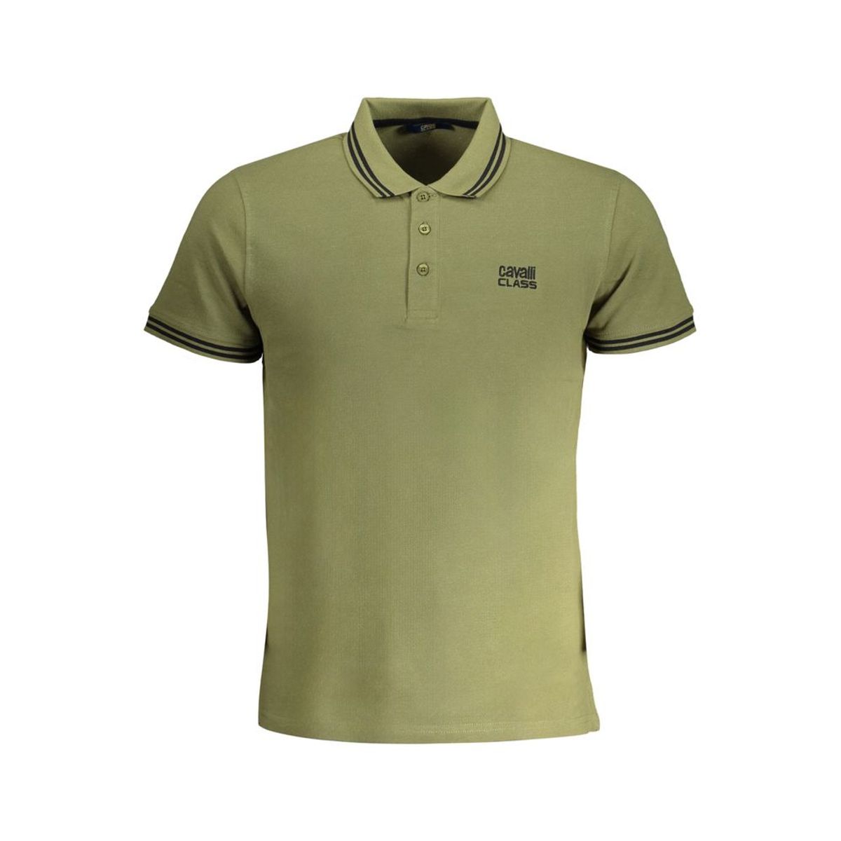 Cavalli Class Green Cotton Polo Shirt