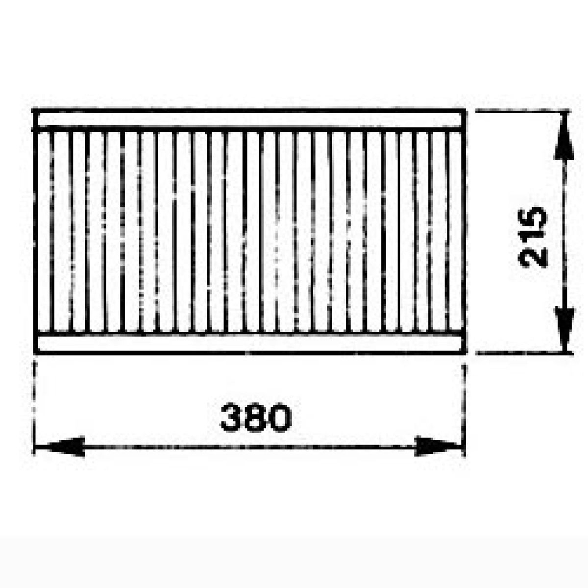 1/2 grill, mål 380x215 mm