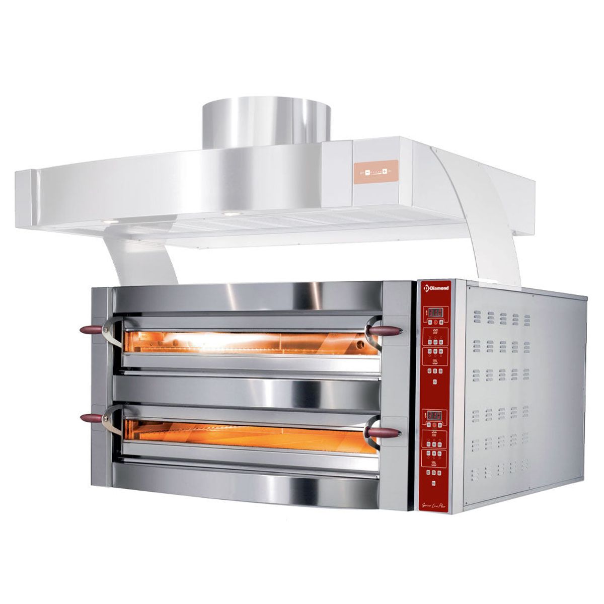 Pizzaovn - 2 kamre, 2x 9 pizzaer Ø 350 mm