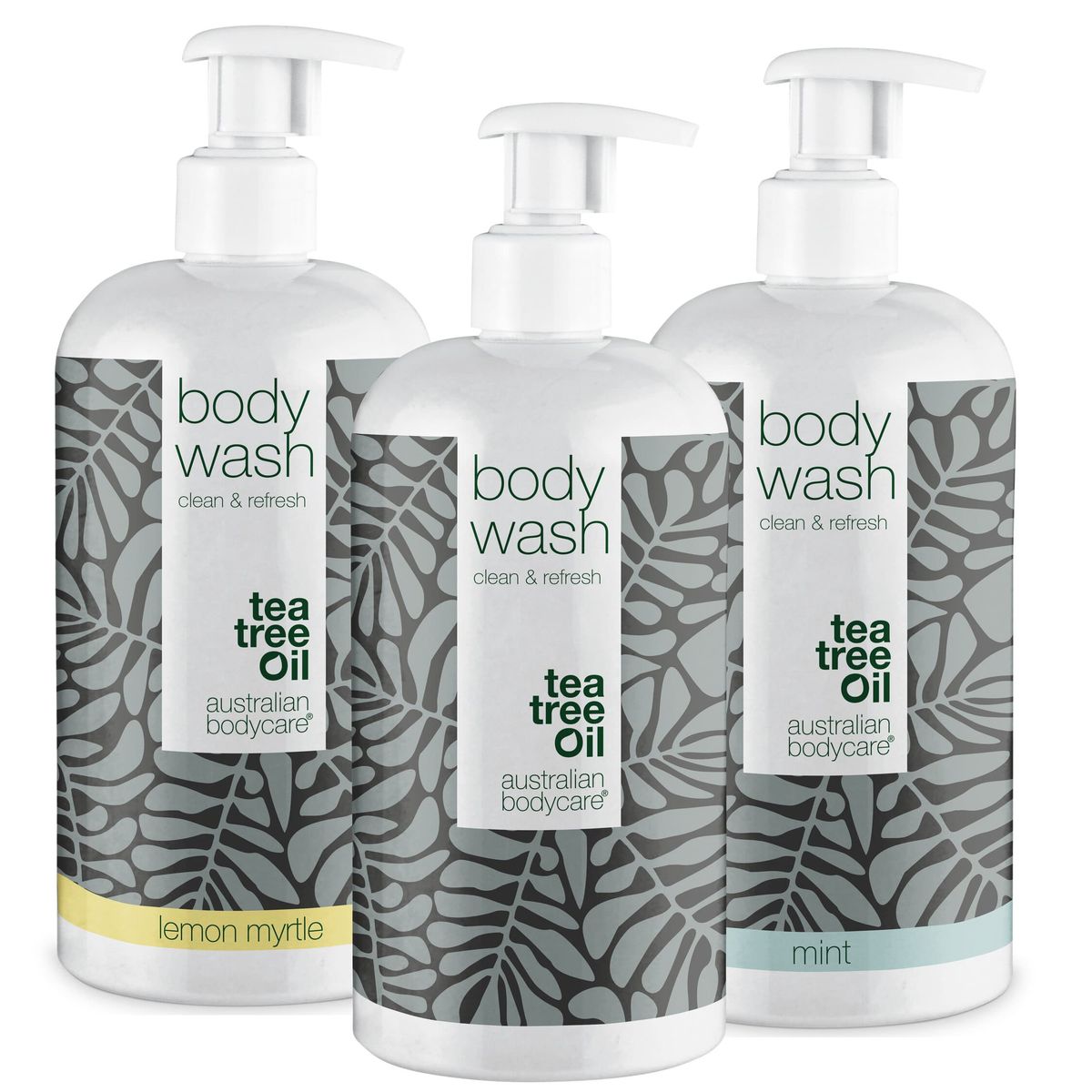 3 for 2 Body Wash 500ml - pakketilbud â Pakketilbud med 3 body wash (500 ml): Tea Tree Oil, Lemon Myrtle & Mint