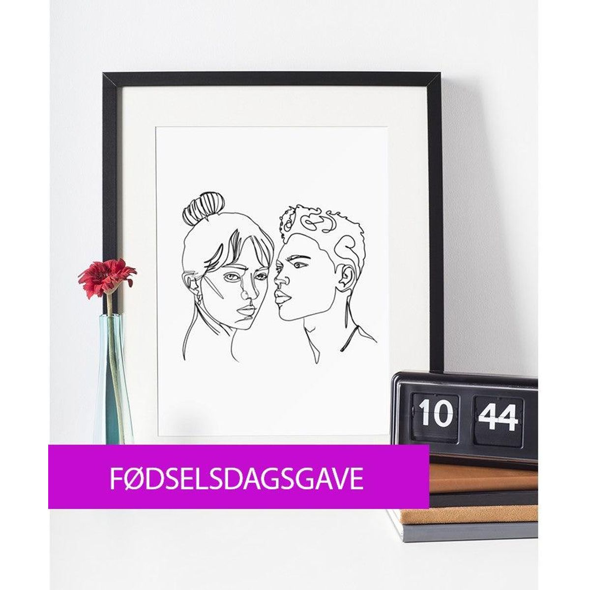 Fødselsdagsgave - line art tegning efter dine fotos