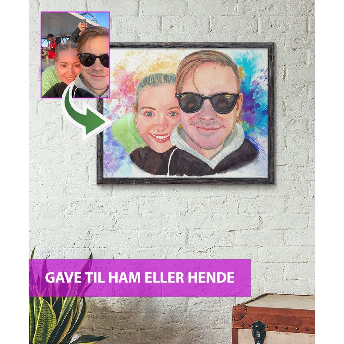 Gave til ham eller hende - Vandmaleri efter dine fotos