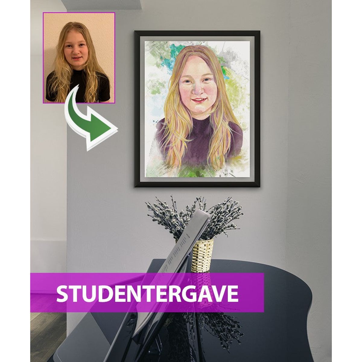 Studentergave - Vandmaleri efter dine fotos