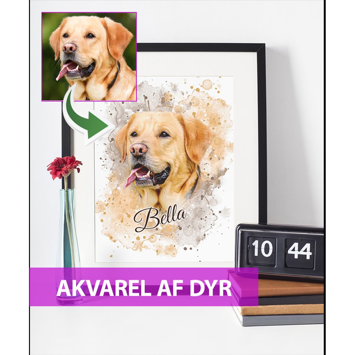 Akvarel af dyr - maleri efter dine fotos