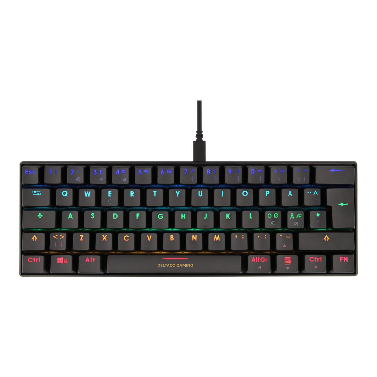 DELTACO GAMING GAM-075B Tastatur Mekanisk RGB Kabling Pan Nordic