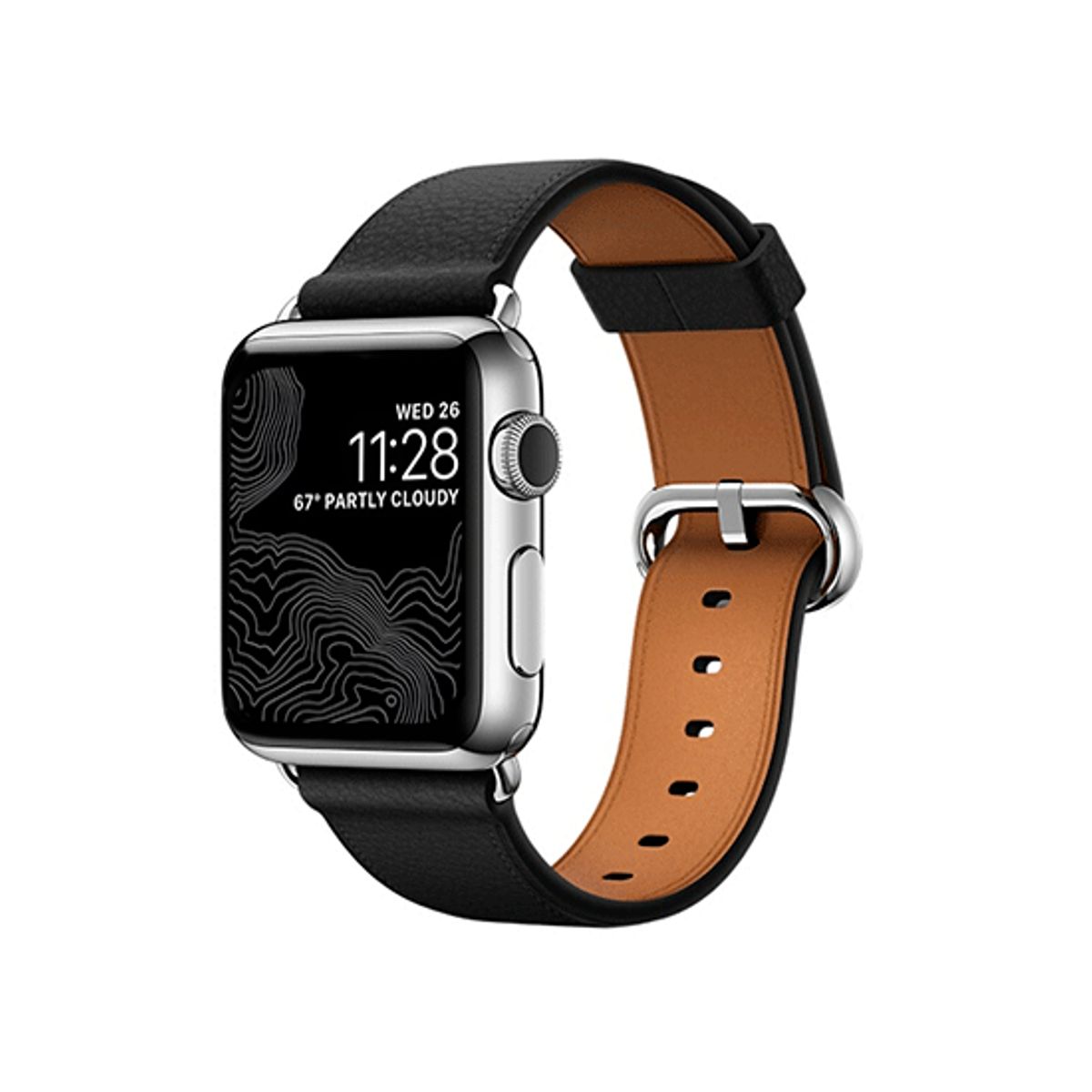 Apple Watch (42/44/SE/45/46/49mm) - Deluxe&trade; Classic Læder Rem - Black