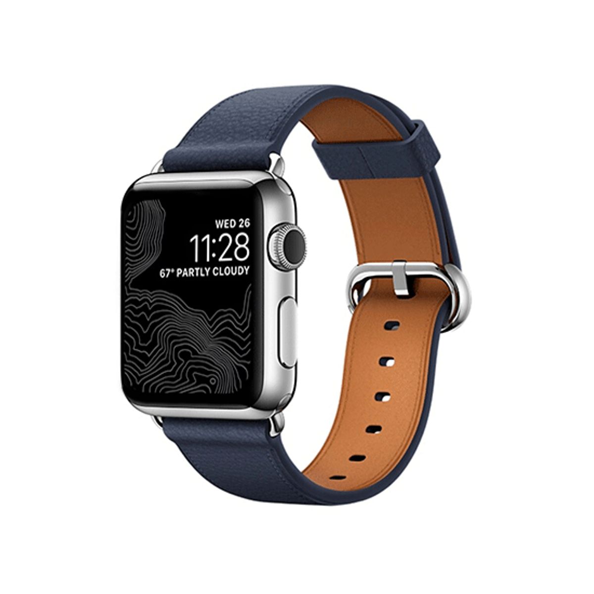 Apple Watch (38/40/SE/41/42mm) - Deluxe&trade; Classic Læder Rem - Navy