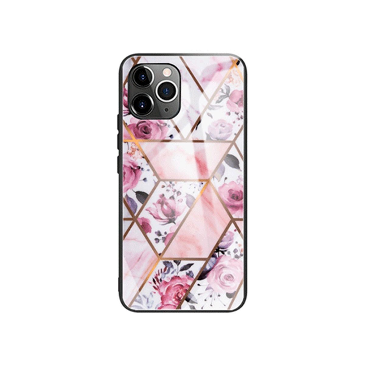 iPhone 11 Pro - DELUXE&trade; Marble Cover M. Glas Bagside - Argyle Pink