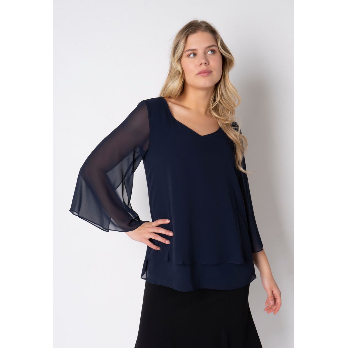 Elcamma - Navy Blue - Bluse - 48