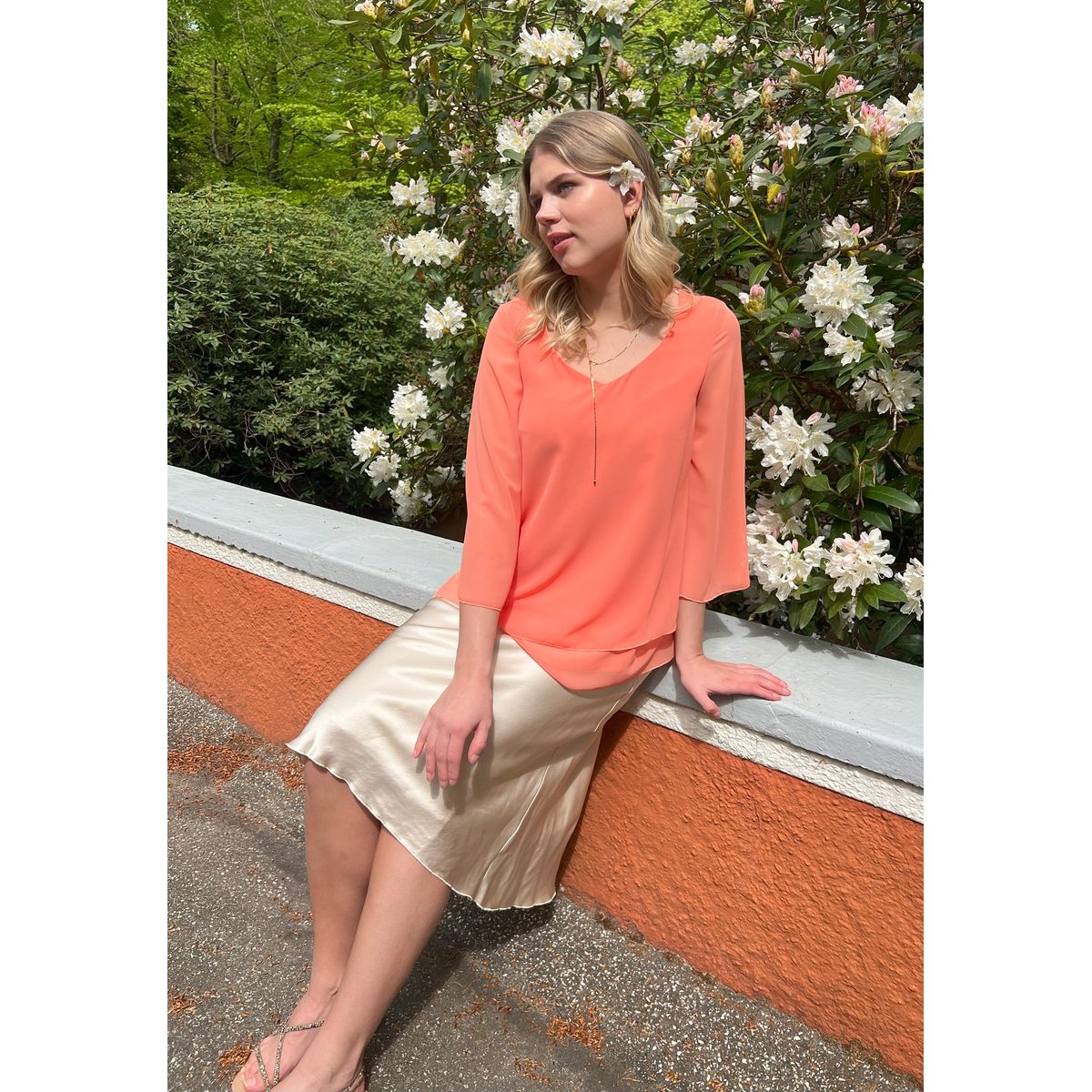 Elcamma - Pale Mandarin Orange - Bluse - 52