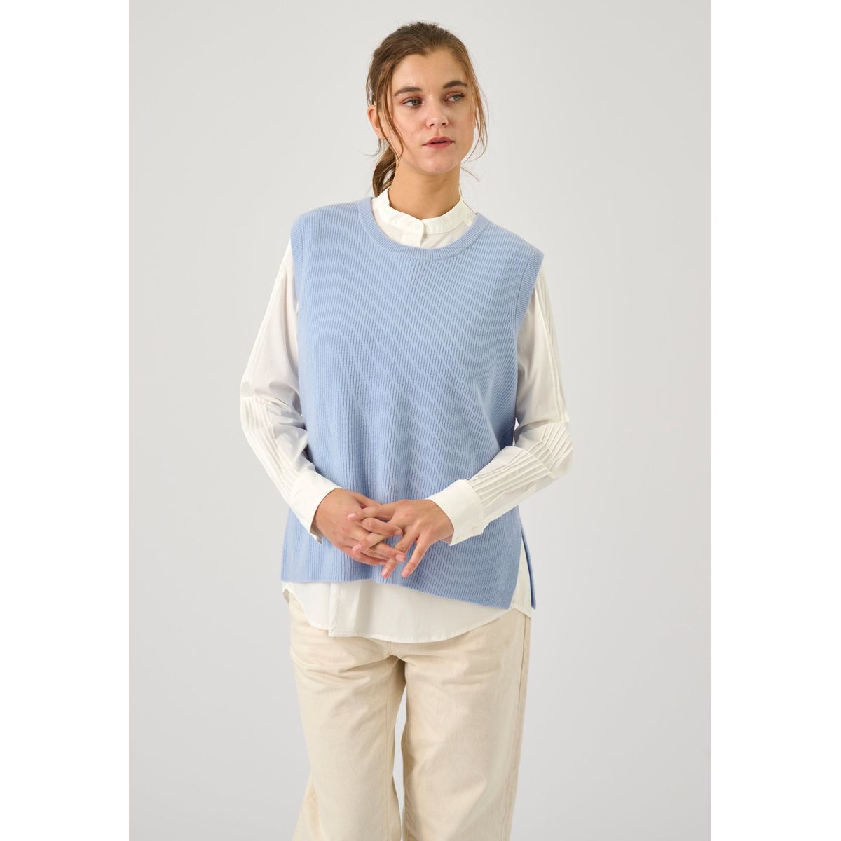 Lifika - Light Blue Melange - Bluse - 2xl