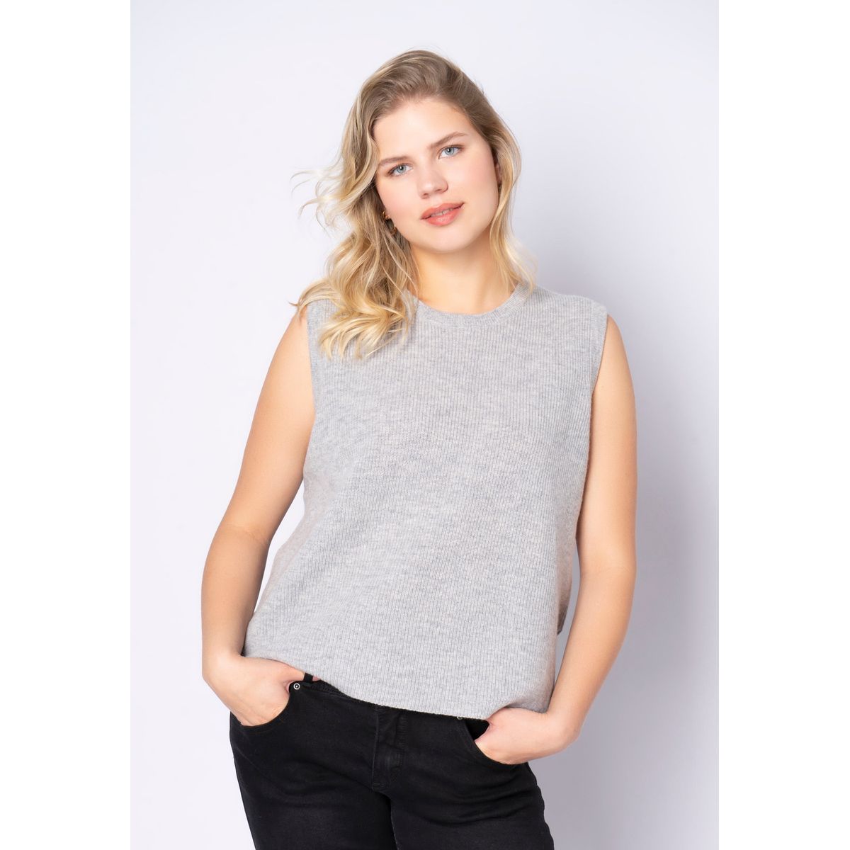 Lifika - Light Grey Melange - Bluse - M